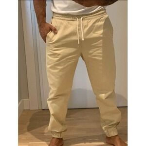 NWT SOULLAND Bomholt Cotton Drawstring Track Pants Men's S Beige